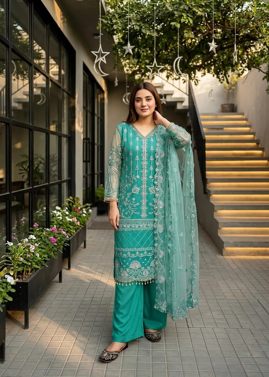 Desire Studio's Designer Heavy Soft Net Sharara Suit Set