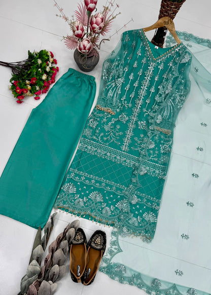 Desire Studio's Designer Heavy Soft Net Sharara Suit Set