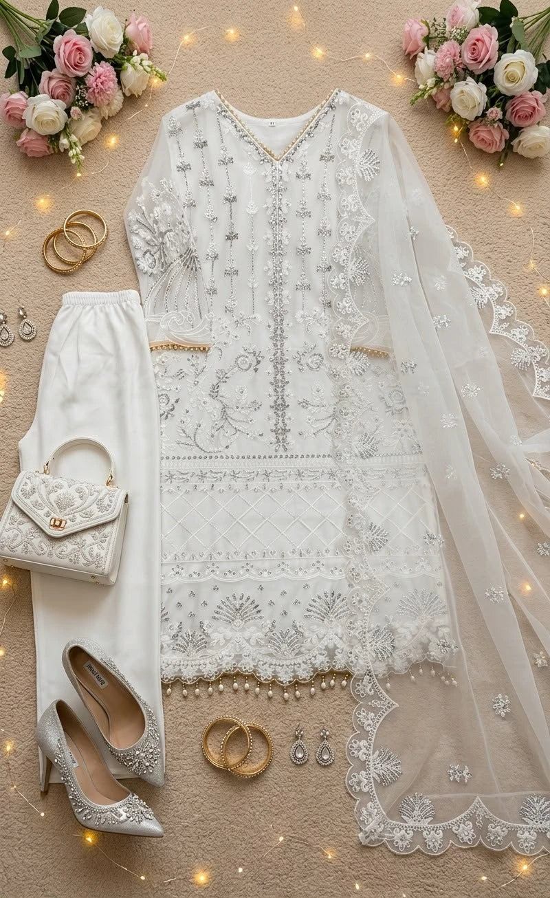 Desire Studio's Designer Heavy Soft Net Sharara Suit Set