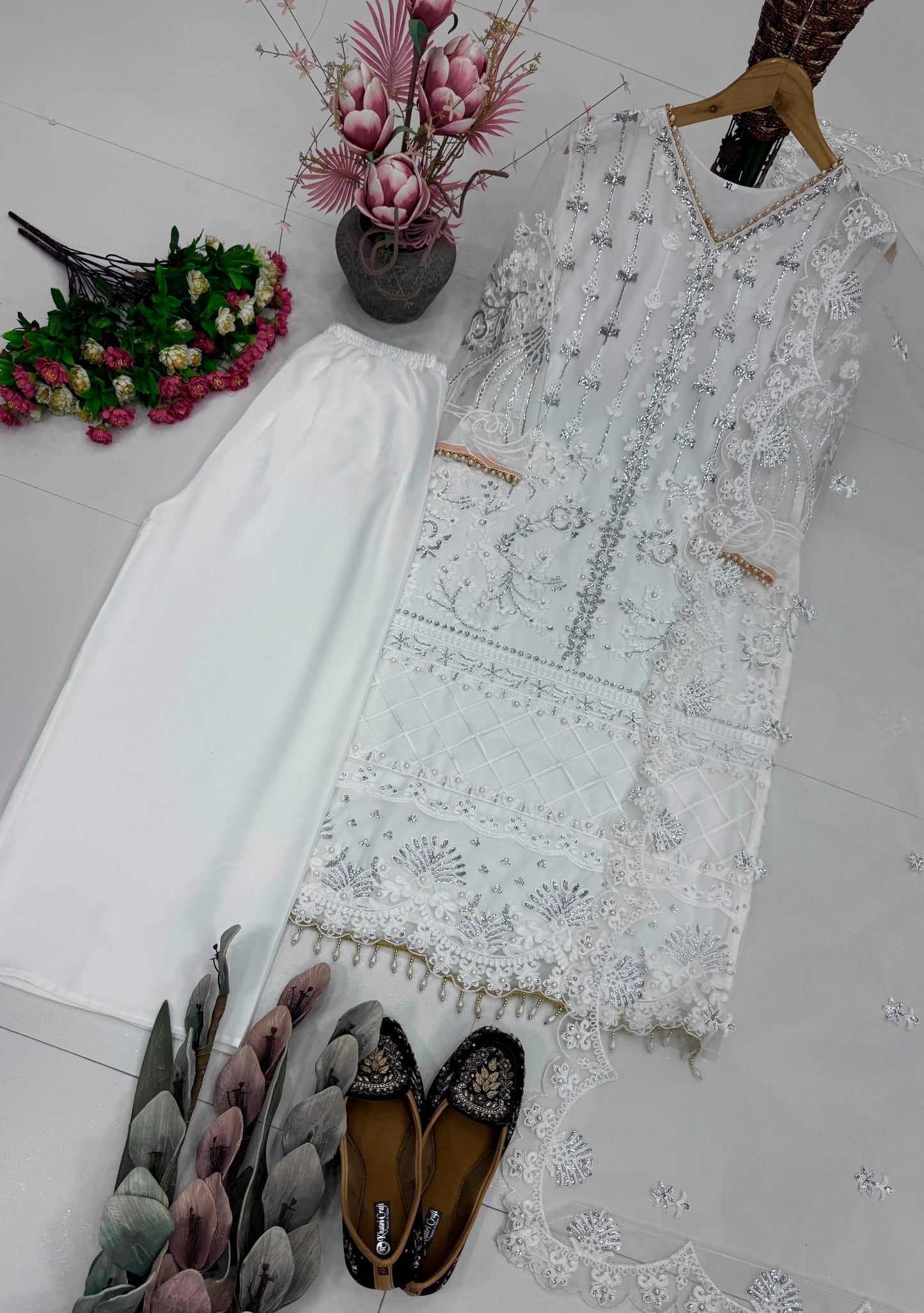 Desire Studio's Designer Heavy Soft Net Sharara Suit Set