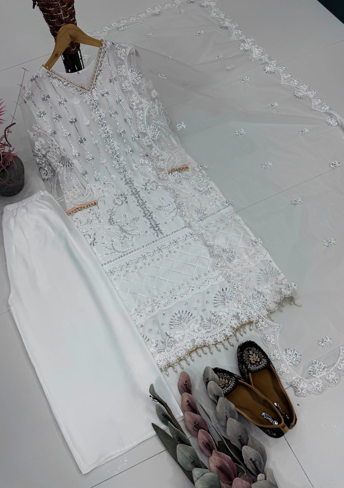 Desire Studio's Designer Heavy Soft Net Sharara Suit Set