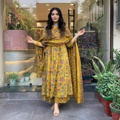 Vastra Creation's A-Line Printed Premium Cotton Blend Suit