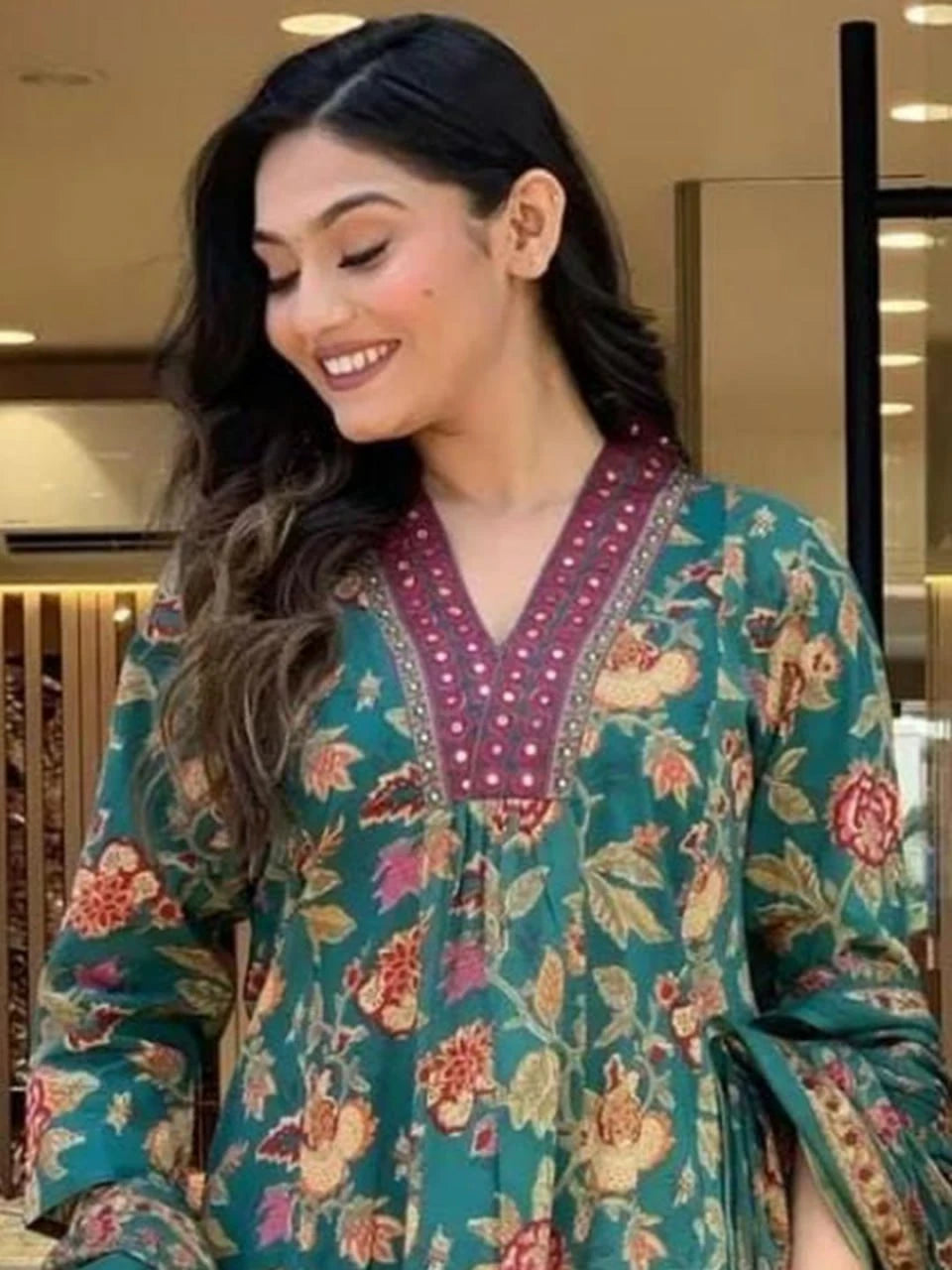 Vastra Creation's A-Line Printed Premium Cotton Blend Suit