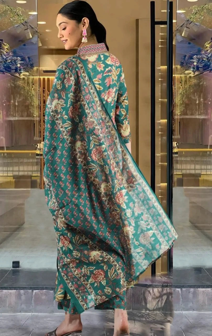 Vastra Creation's A-Line Printed Premium Cotton Blend Suit