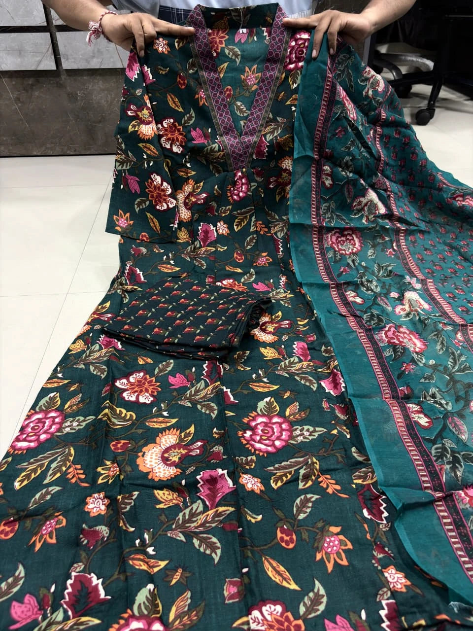 Vastra Creation's A-Line Printed Premium Cotton Blend Suit