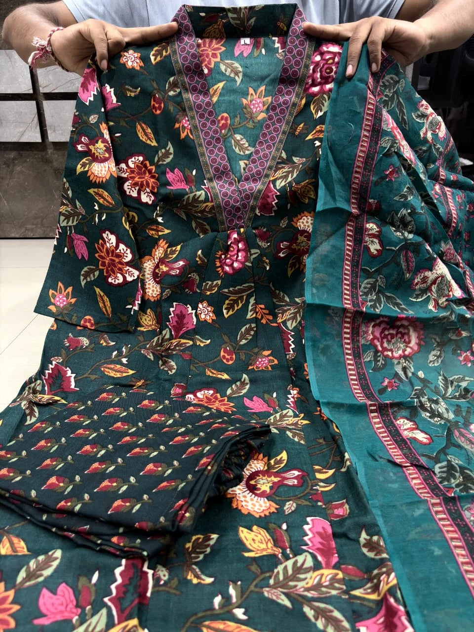 Vastra Creation's A-Line Printed Premium Cotton Blend Suit