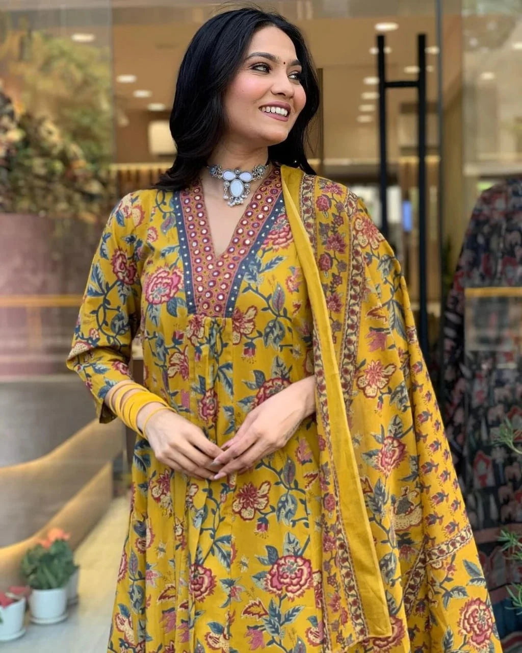 Vastra Creation's A-Line Printed Premium Cotton Blend Suit