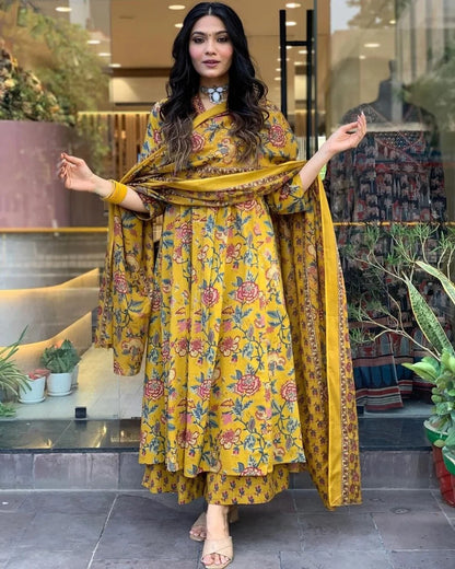 Vastra Creation's A-Line Printed Premium Cotton Blend Suit