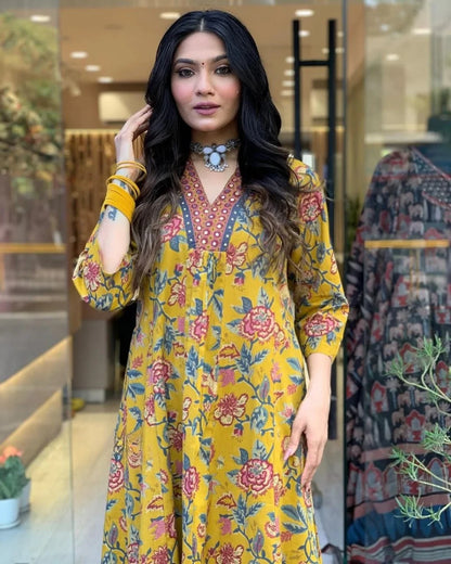 Vastra Creation's A-Line Printed Premium Cotton Blend Suit
