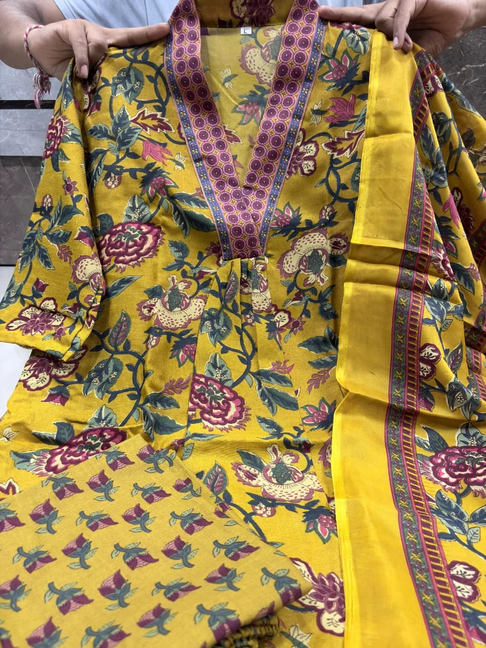 Vastra Creation's A-Line Printed Premium Cotton Blend Suit