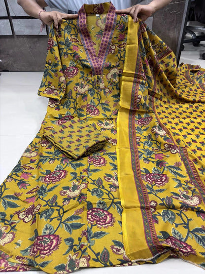 Vastra Creation's A-Line Printed Premium Cotton Blend Suit