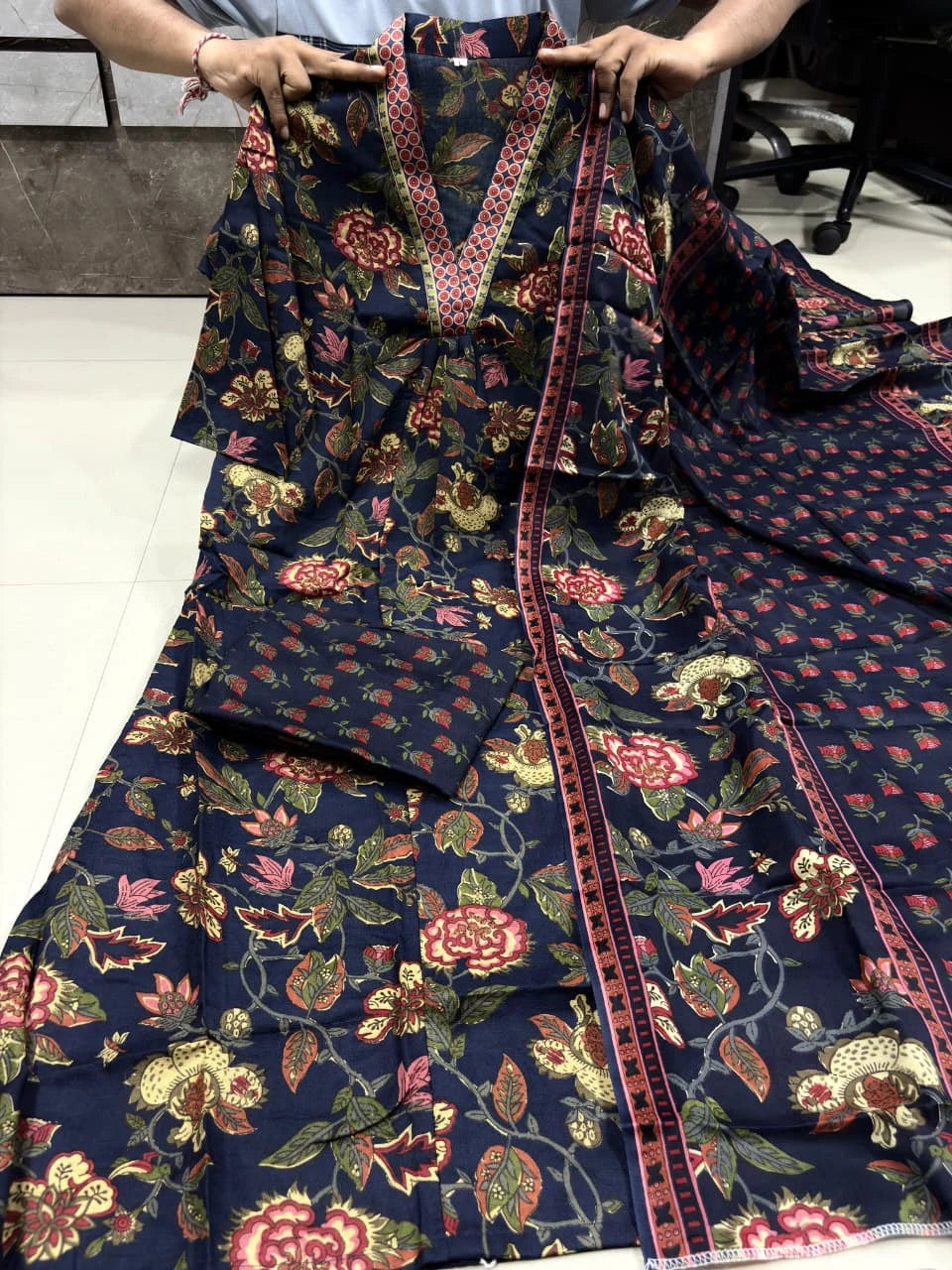Vastra Creation's A-Line Printed Premium Cotton Blend Suit