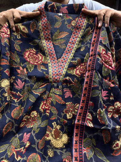 Vastra Creation's A-Line Printed Premium Cotton Blend Suit