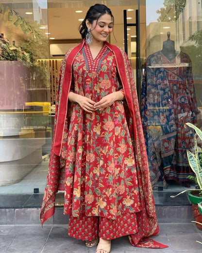 Vastra Creation's A-Line Printed Premium Cotton Blend Suit