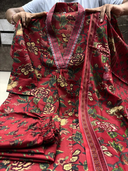 Vastra Creation's A-Line Printed Premium Cotton Blend Suit