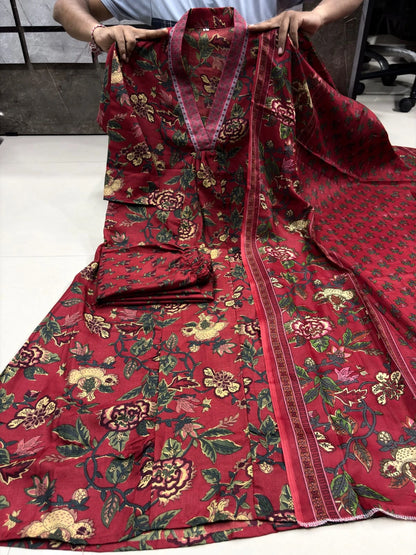 Vastra Creation's A-Line Printed Premium Cotton Blend Suit