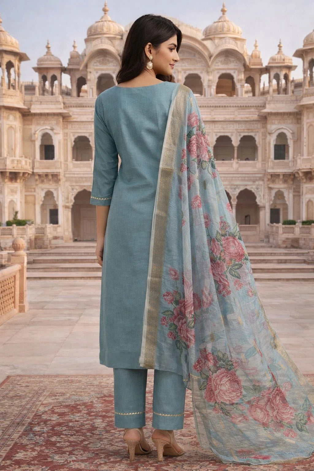 Vastra Creation's Heavy Embroidered Viscose Roman Silk Suit Set