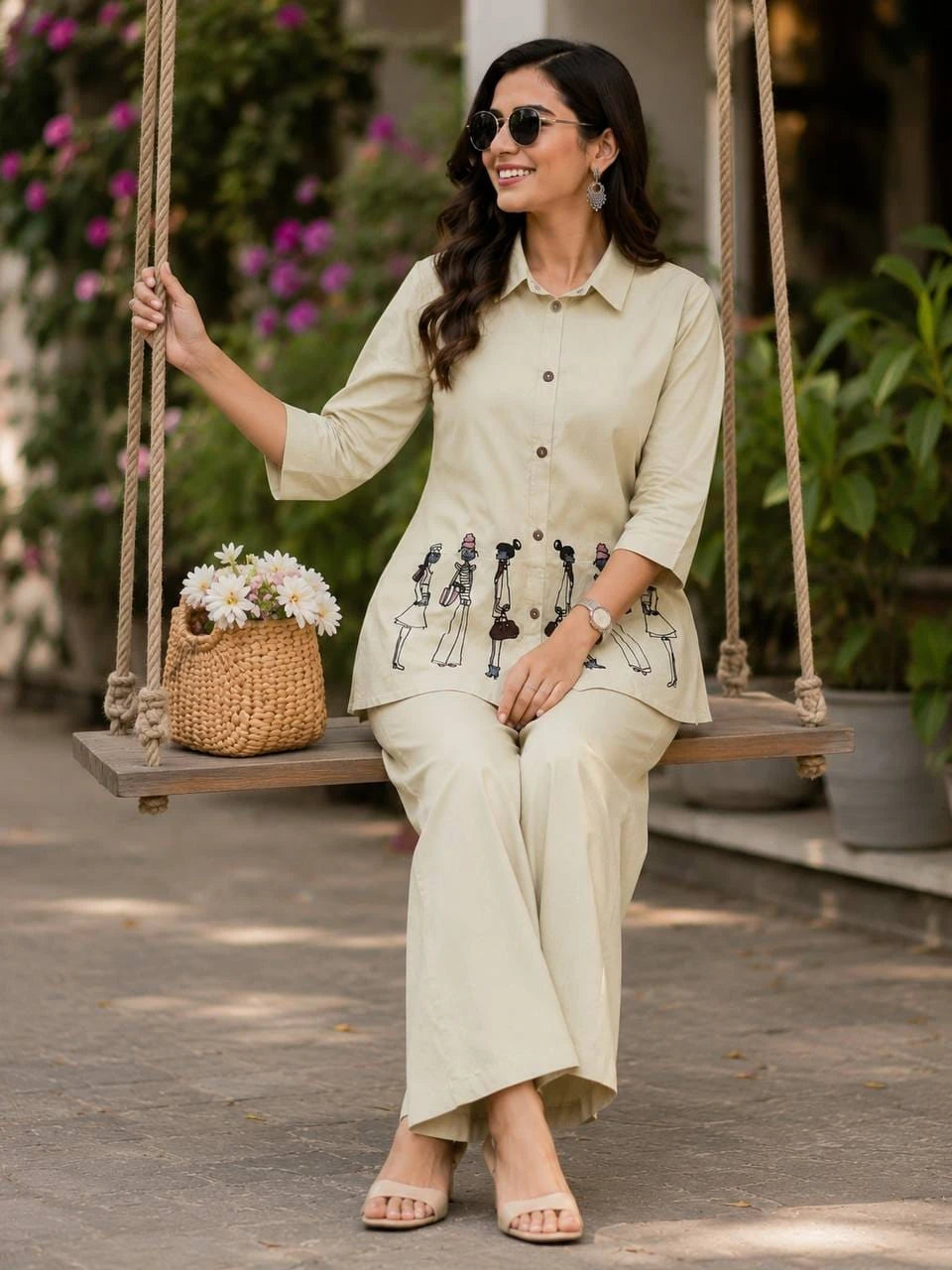 Vastra Creation's Designer Embroidered Dhabu Cotton Co-Ord Set