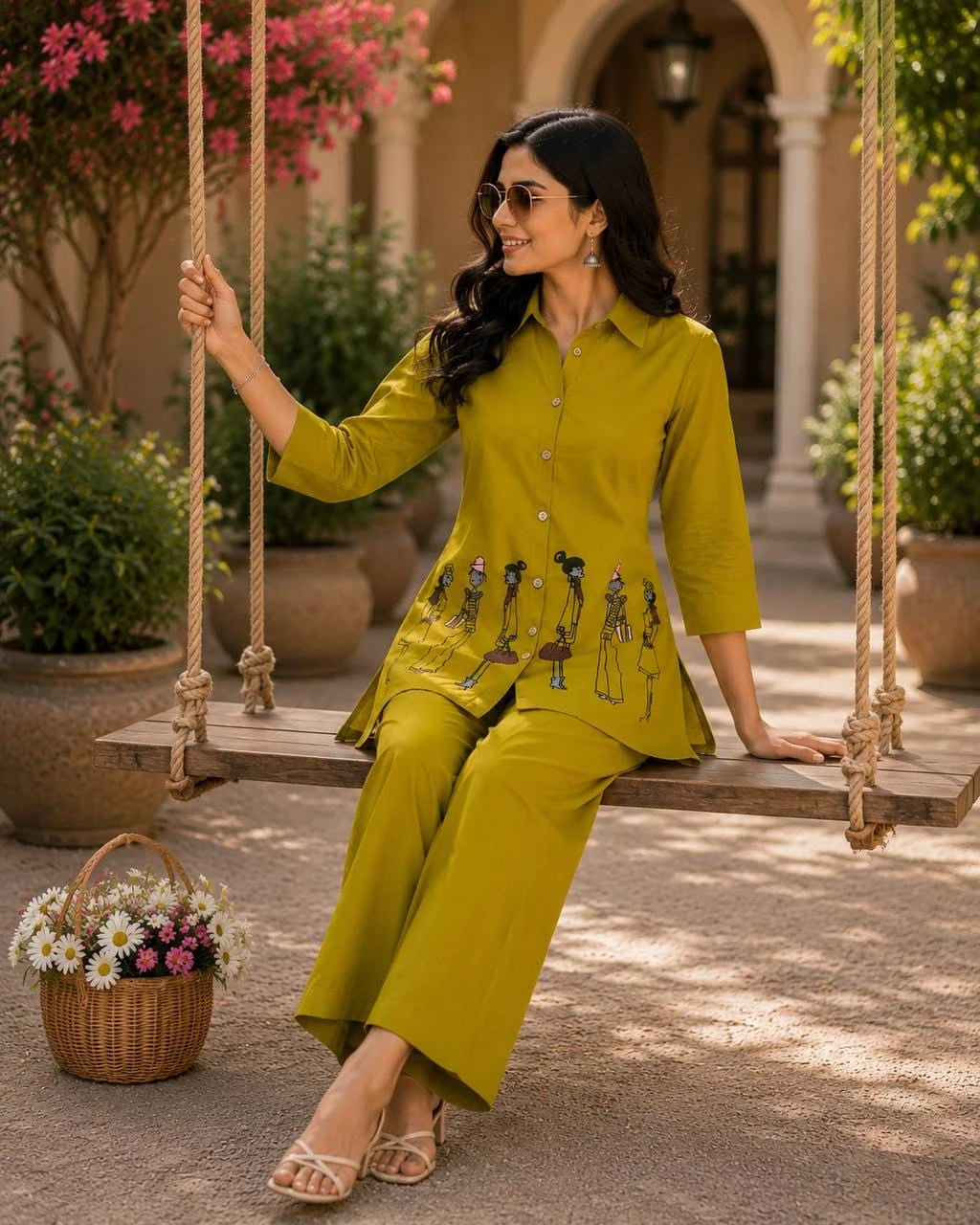 Vastra Creation's Designer Embroidered Dhabu Cotton Co-Ord Set