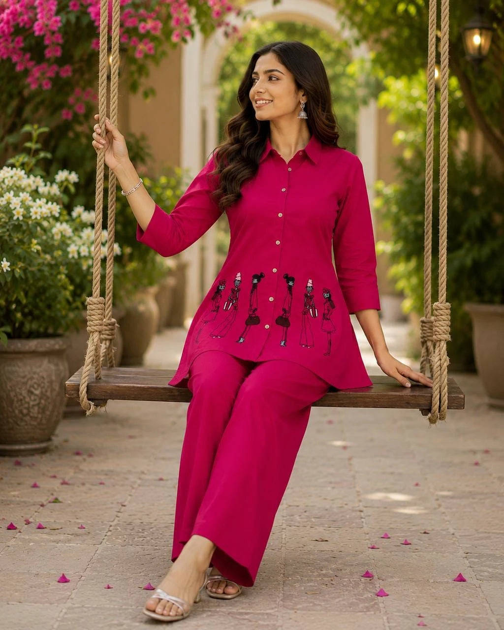 Vastra Creation's Designer Embroidered Dhabu Cotton Co-Ord Set