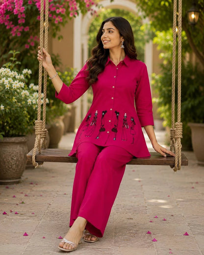 Vastra Creation's Designer Embroidered Dhabu Cotton Co-Ord Set