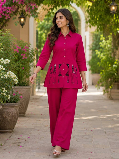 Vastra Creation's Designer Embroidered Dhabu Cotton Co-Ord Set