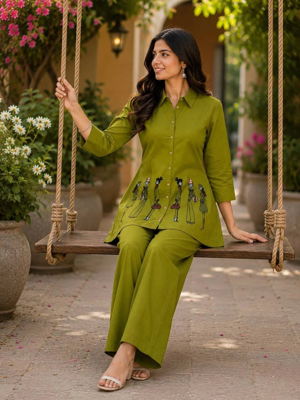 Vastra Creation's Designer Embroidered Dhabu Cotton Co-Ord Set