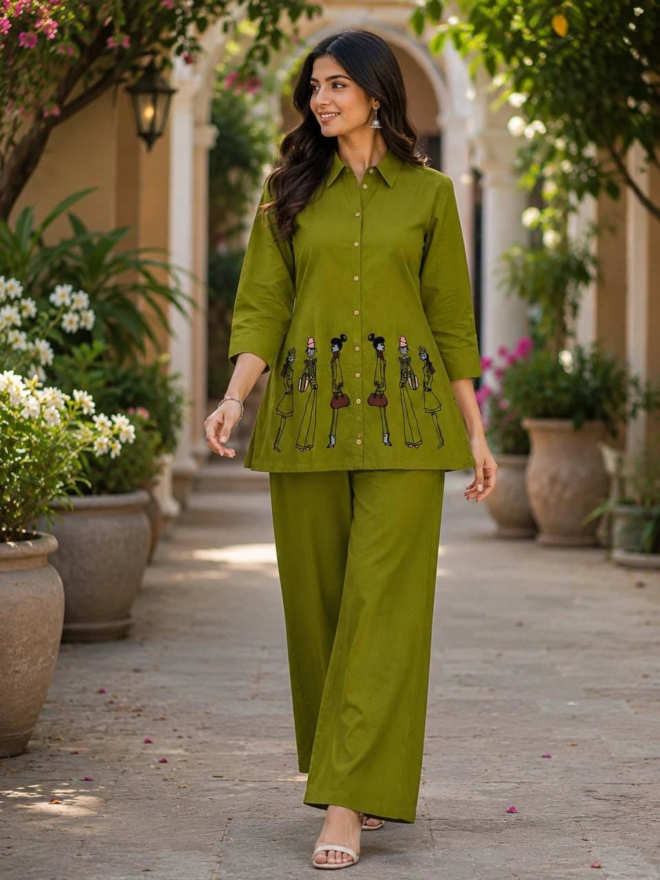 Vastra Creation's Designer Embroidered Dhabu Cotton Co-Ord Set