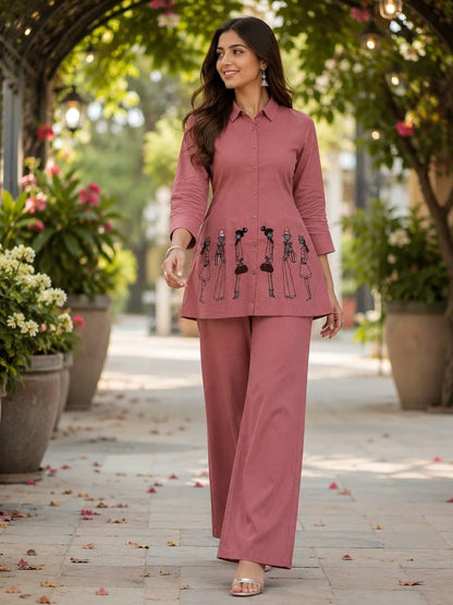 Vastra Creation's Designer Embroidered Dhabu Cotton Co-Ord Set