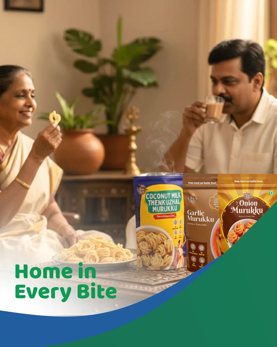 Sri Norukku Theeni Traditional Murukku, Seedai & Thattai - Combo Pack of 8