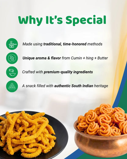 Sri Norukku Theeni Traditional Murukku, Seedai & Thattai - Combo Pack of 8