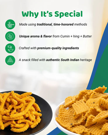 Sri Norukku Theeni Traditional Murukku, Seedai, Thattai & Ribbon Pakoda - Combo Pack of 10