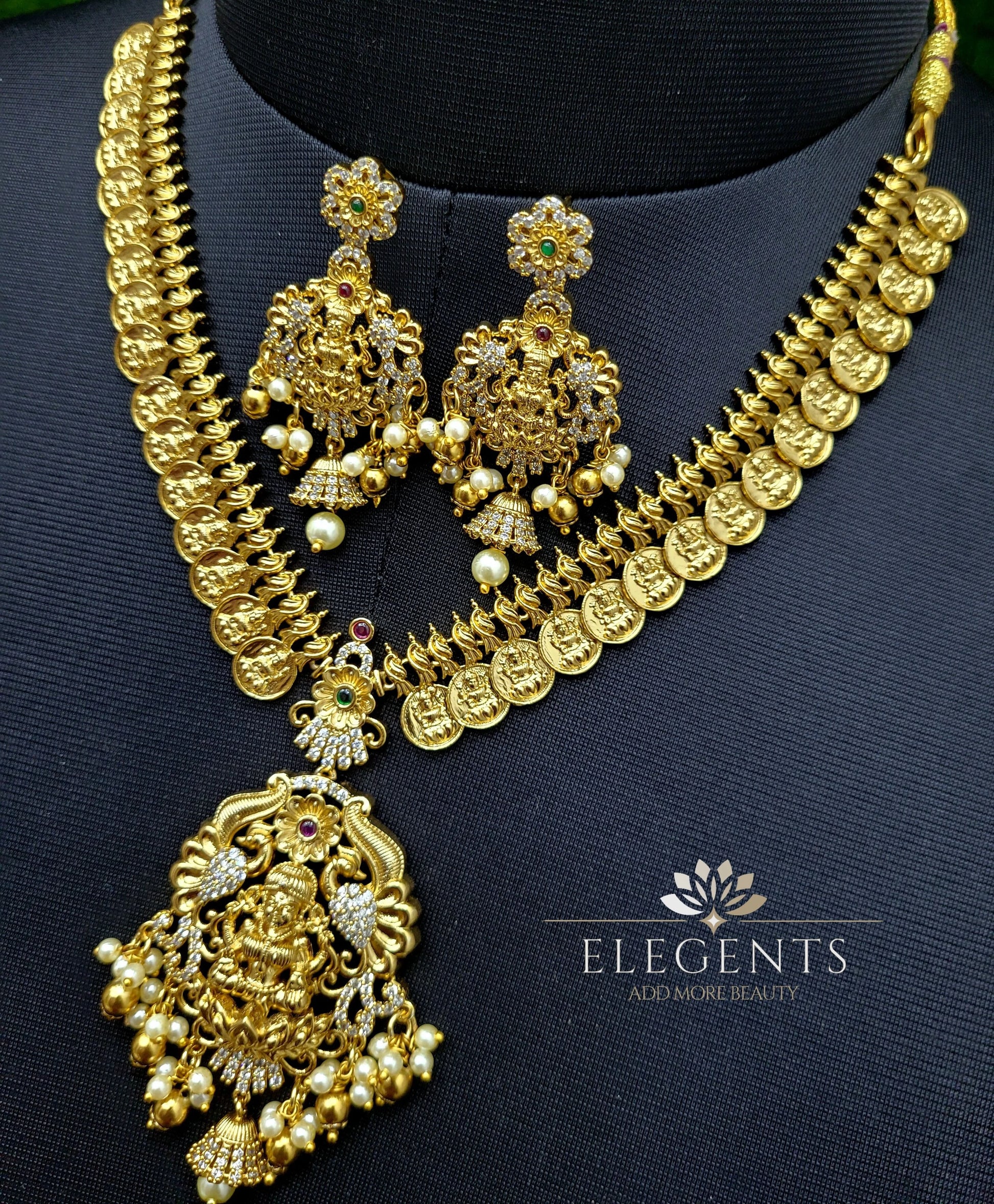 Elegents' Short Lakshmi Coin Necklace Set