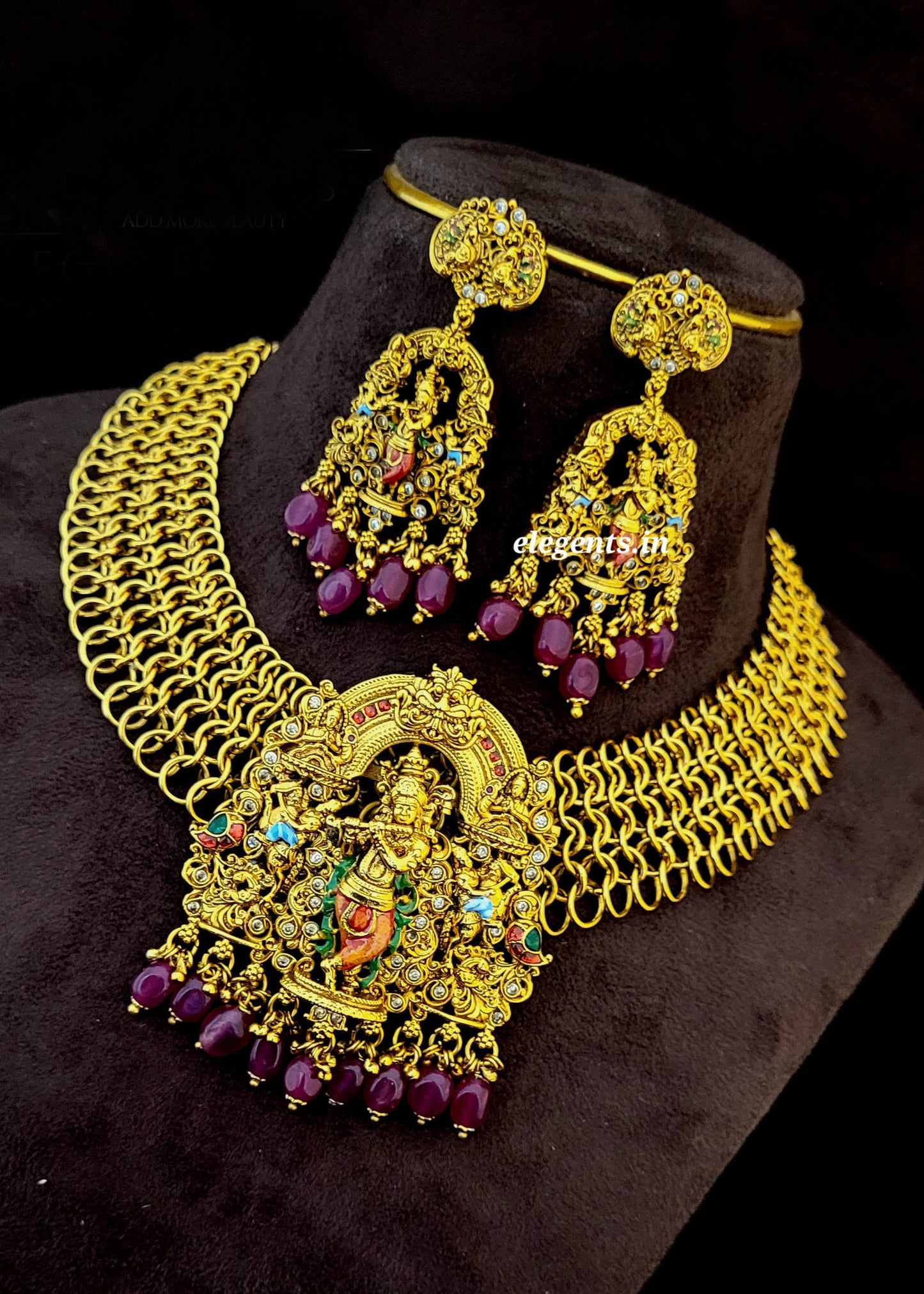 Elegents' Lord Krishna Temple Necklace set