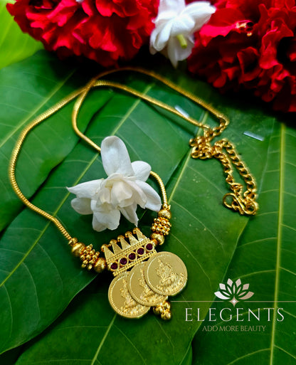 Elegents' Three Lakshmi Gold Coin Necklace