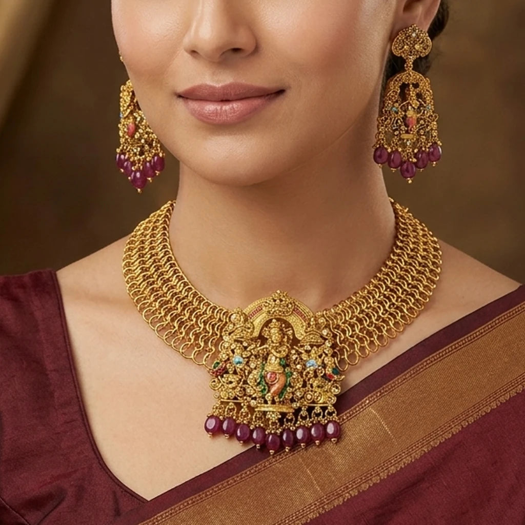 Elegents' Lord Krishna Temple Necklace set