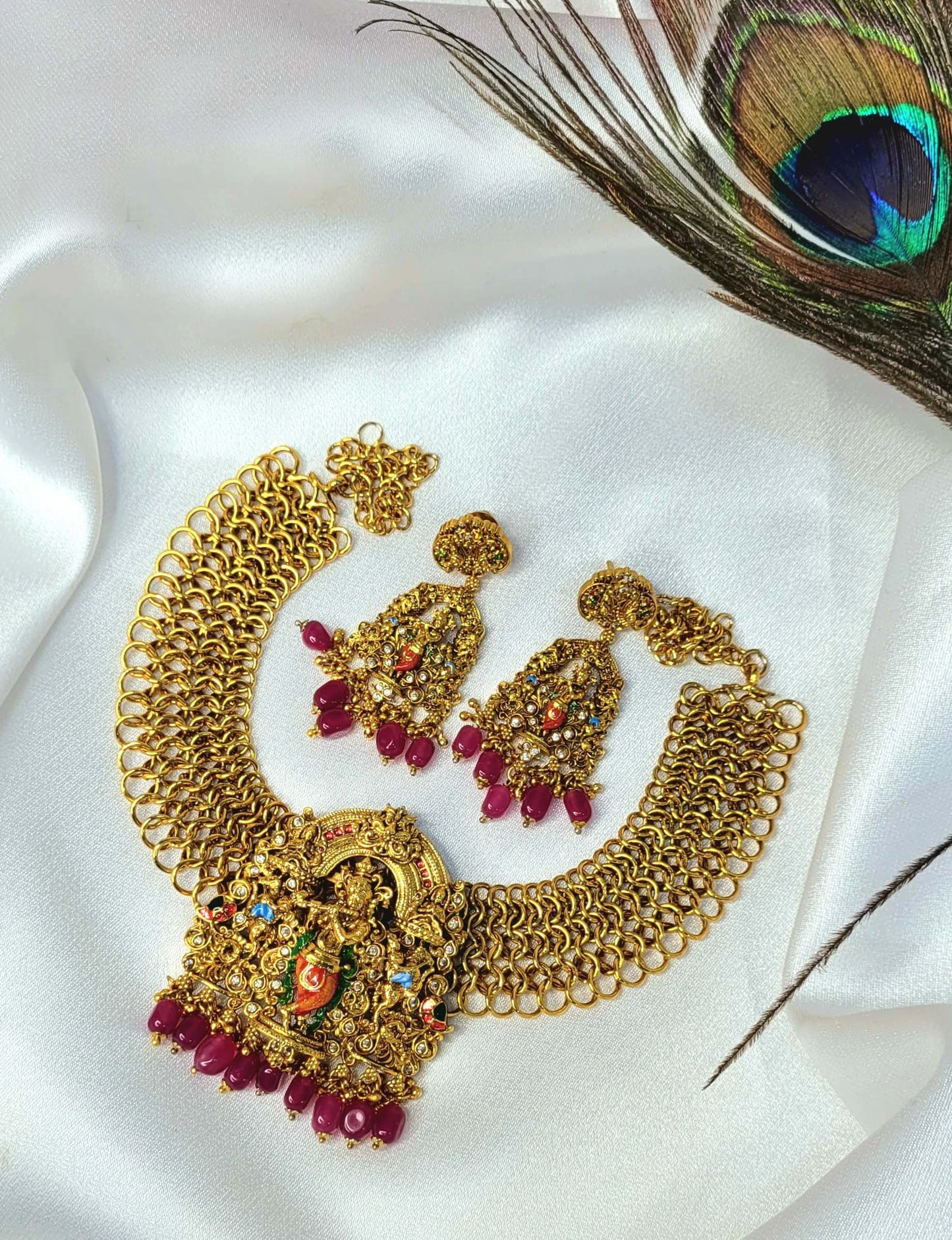 Elegents' Lord Krishna Temple Necklace set