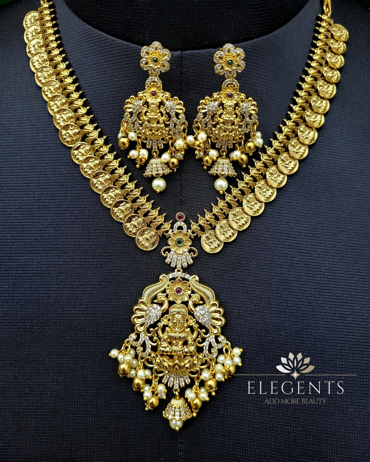 Elegents' Short Lakshmi Coin Necklace Set