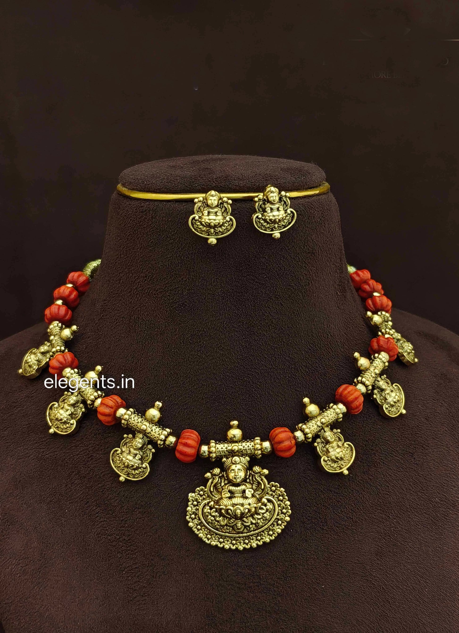 Elegents' Nakshi Coral Necklace Set