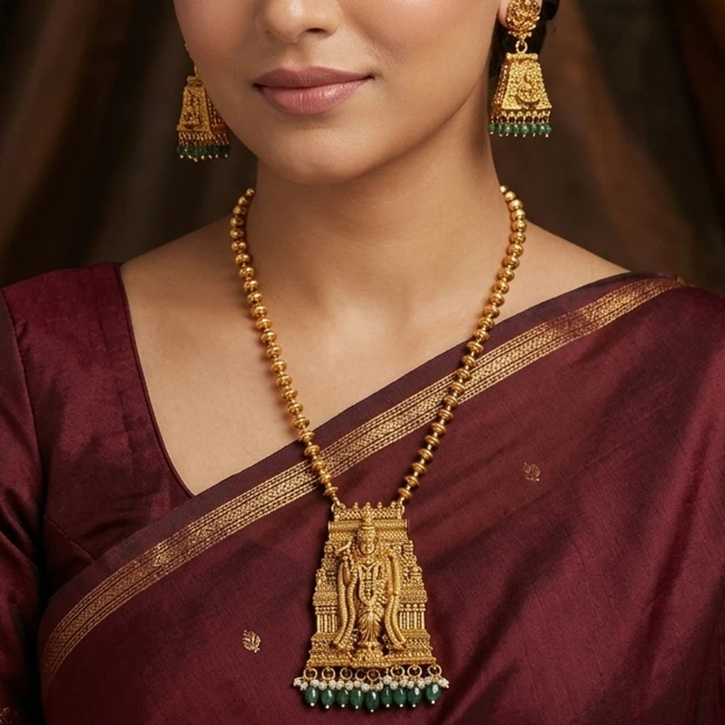 Elegents' Meenakshi Gold Beads Haram