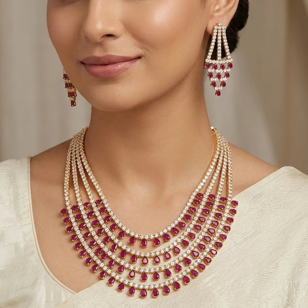 Elegents' Layer Ad Stone Necklace Set