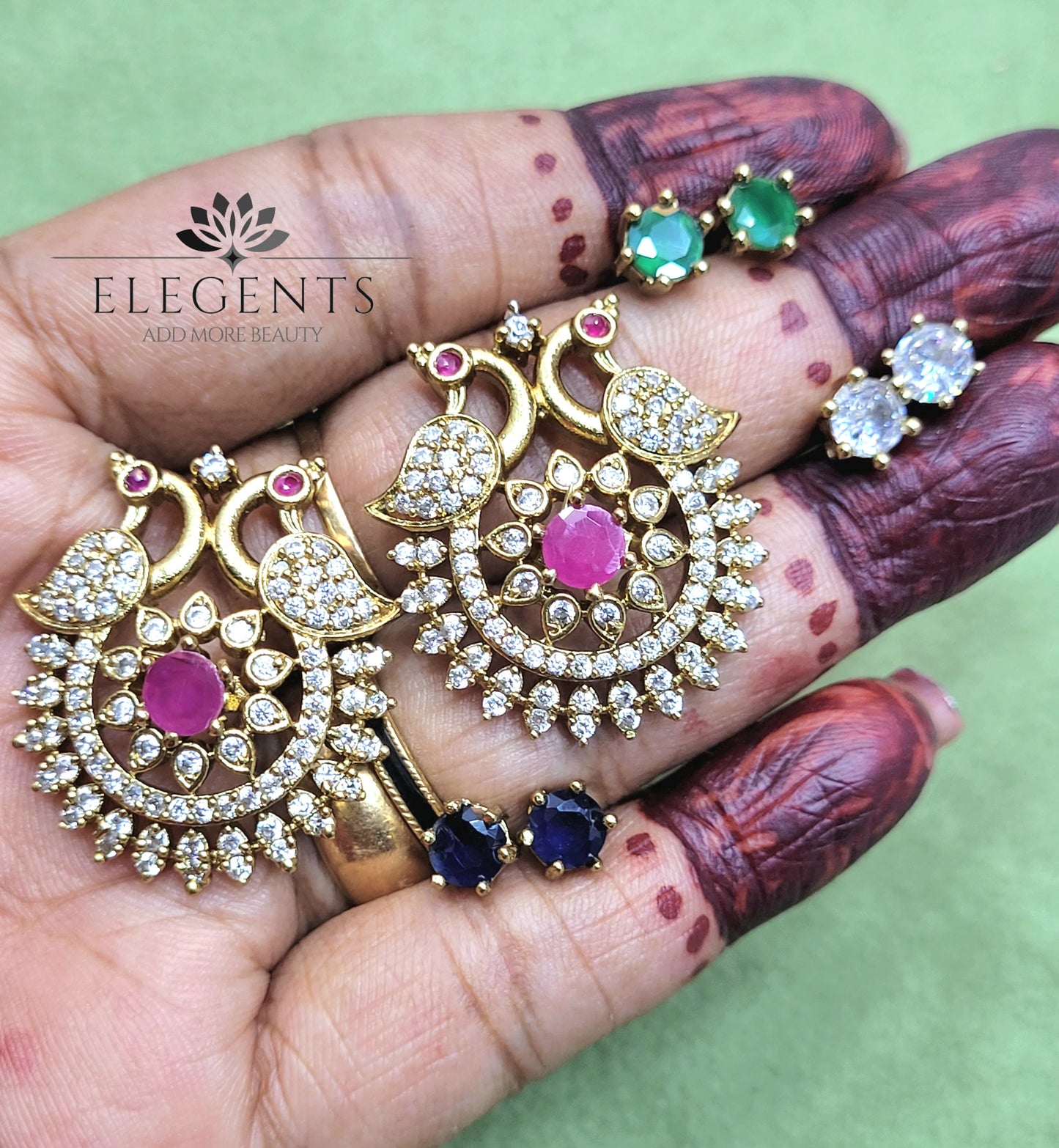 Elegents' AD Peacock Changeable Stud