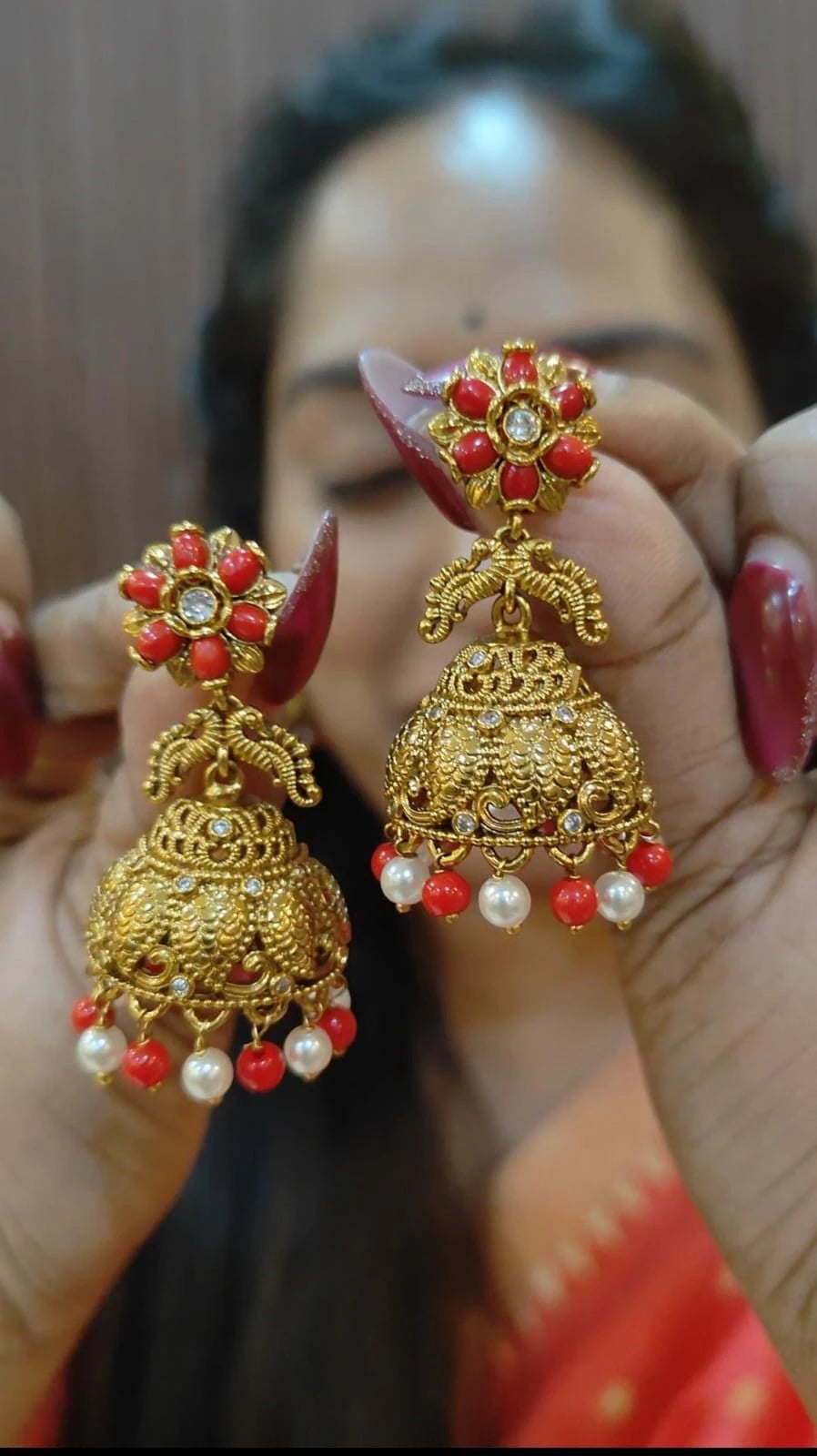 Elegents' Coral Jhumka
