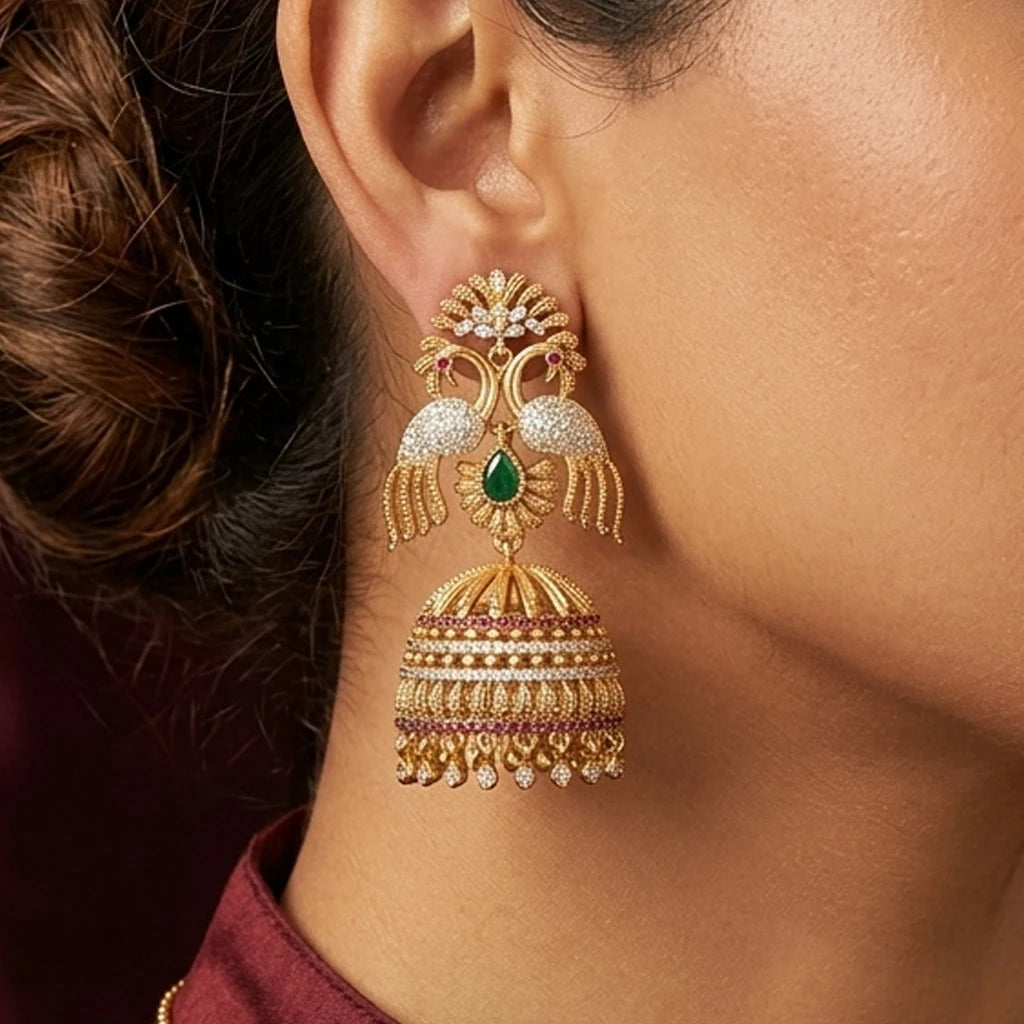 Elegents' Antique Big Peacock Wedding Jhumka