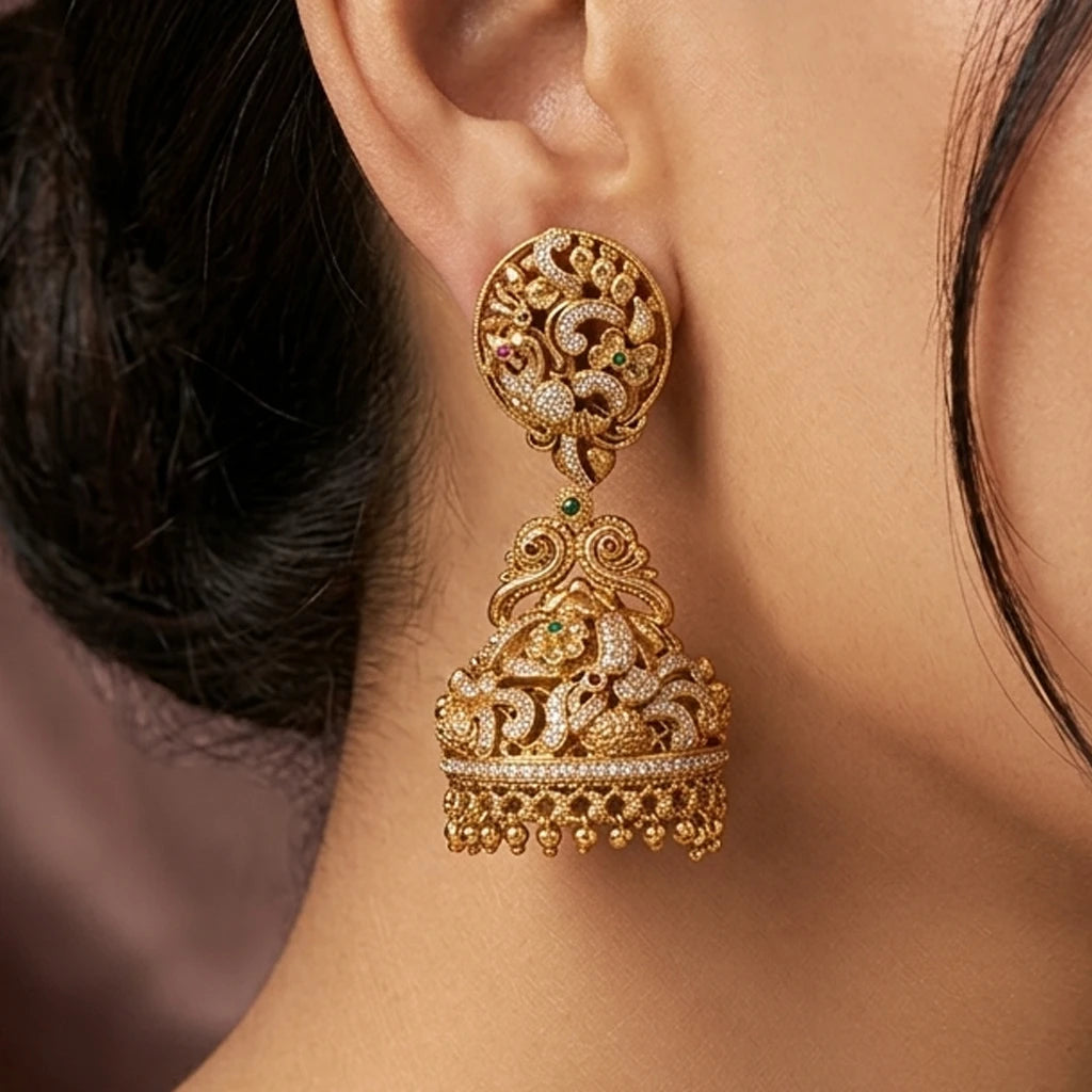 Elegents' Big Peacock Jhumka