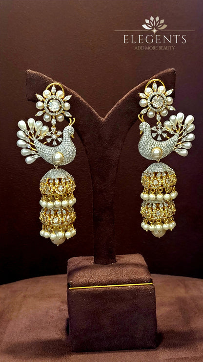 Elegents' Elegents Pigeon Pearl Drops Jumka