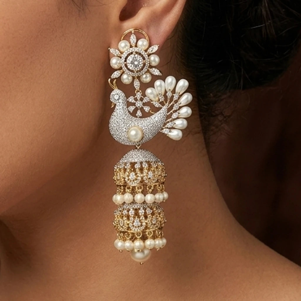 Elegents' Elegents Pigeon Pearl Drops Jumka