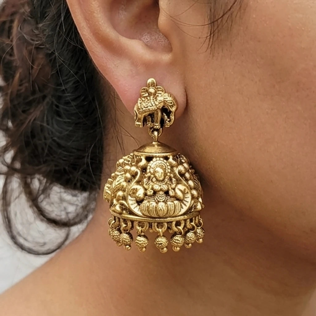 Elegents' Lakshmi With Elephant Wear Jhumka