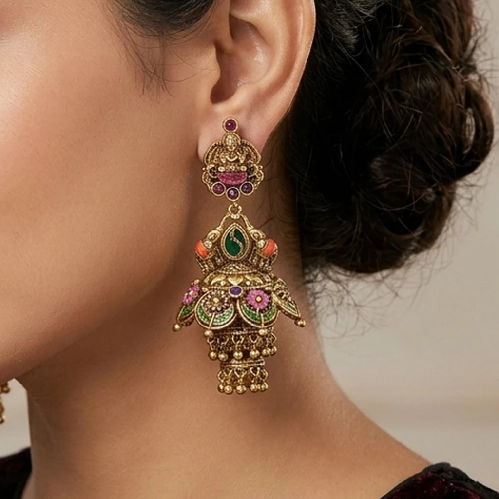 Elegents' Meenakari Jhumka