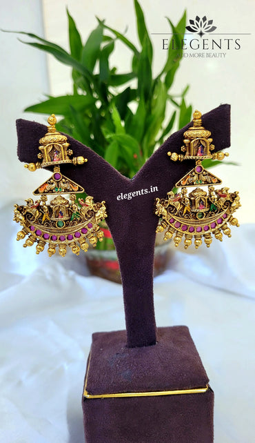 Elegents' Meenakari Pallaki Earrings Set